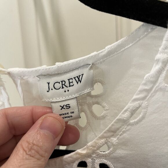 J. Crew Factory Womens Eyelet Tiered Long Sleeve Top Size XS White Keyhole - Picture 5 of 12